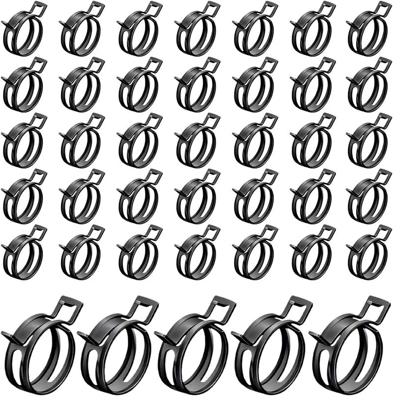 Wevdn 40PCS 3/8" ID Spring Band Type Clamps, 10mm Manganese Steel Fuel Line Pipe Spring Hose Clip, Low Pressure Air Clip Vacuum Hose Water Pipe Silicone Tube Clamps Fasteners - Image 1